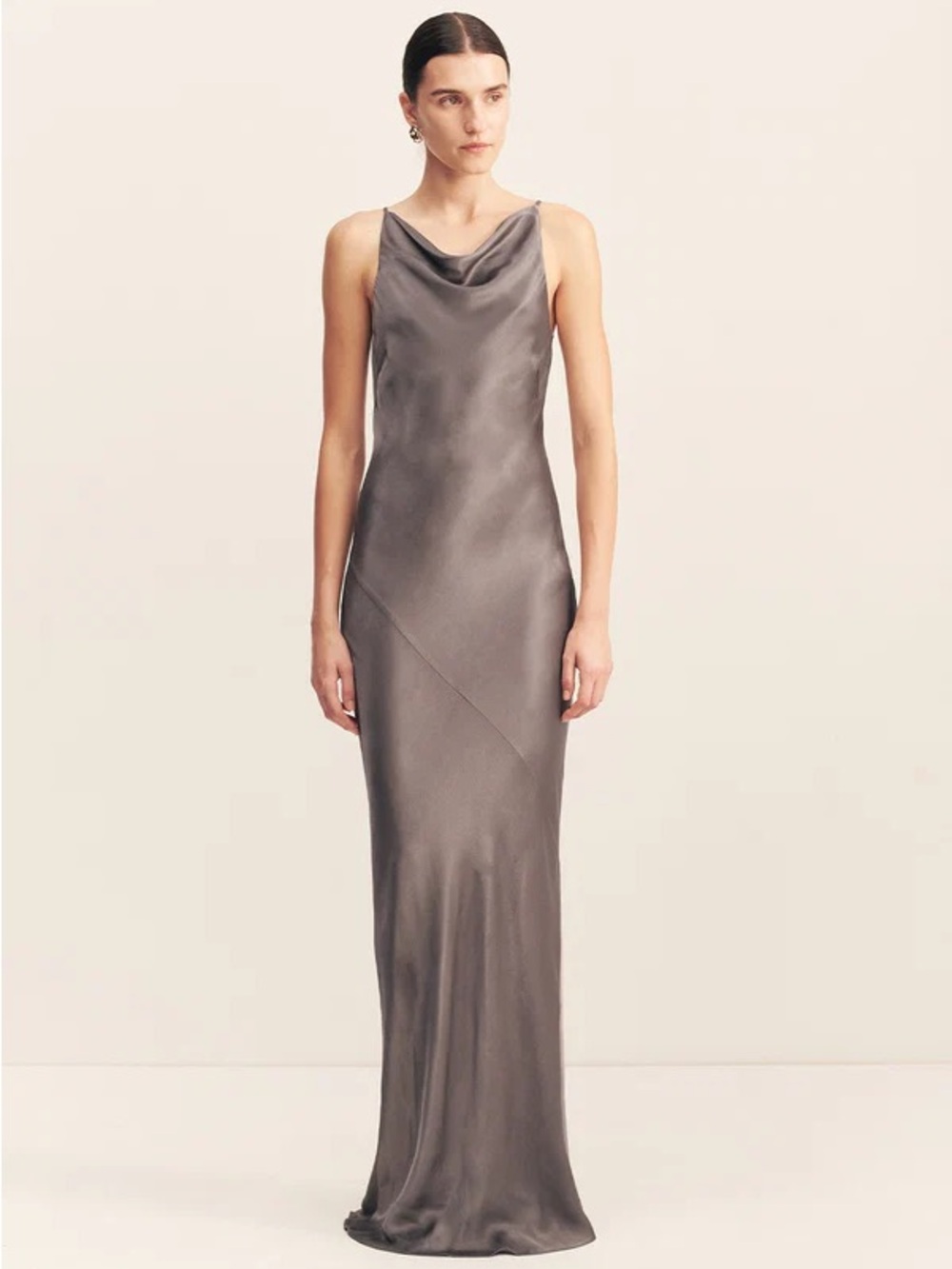 SHONA JOY La Lune High Neck Cowl Maxi Dress - Graphite